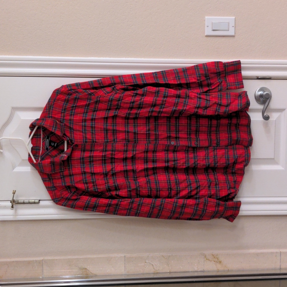 NWOT Land's End plaid flannel Size 18